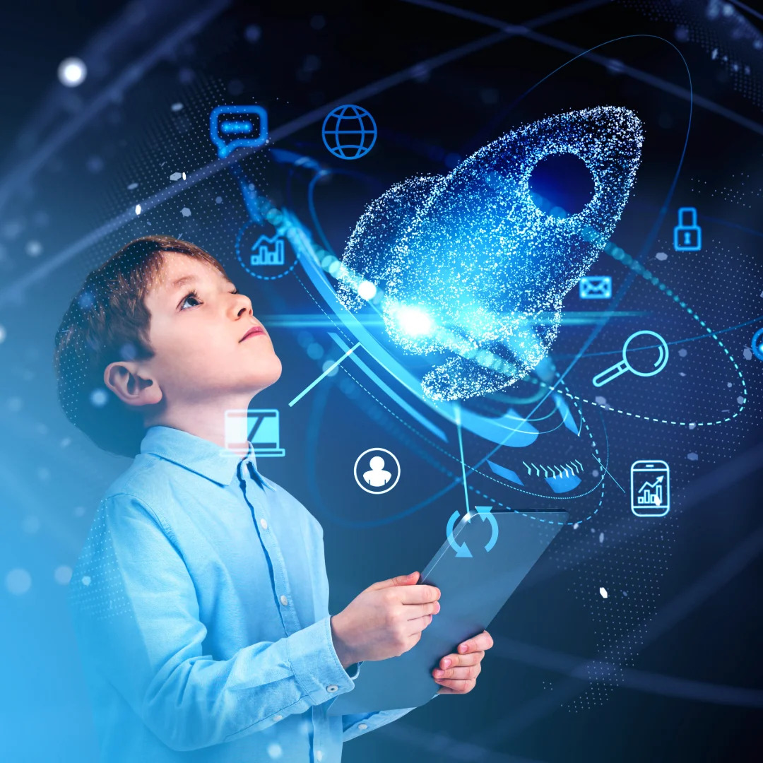 Child learning with technology